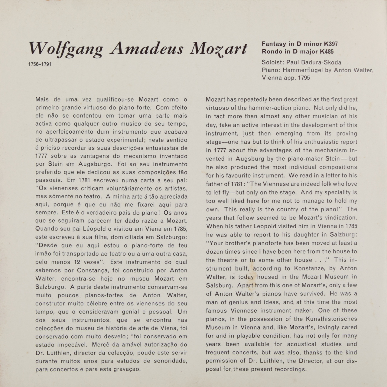 Mozart: Fantasy in D-minor / Rondo in D-major