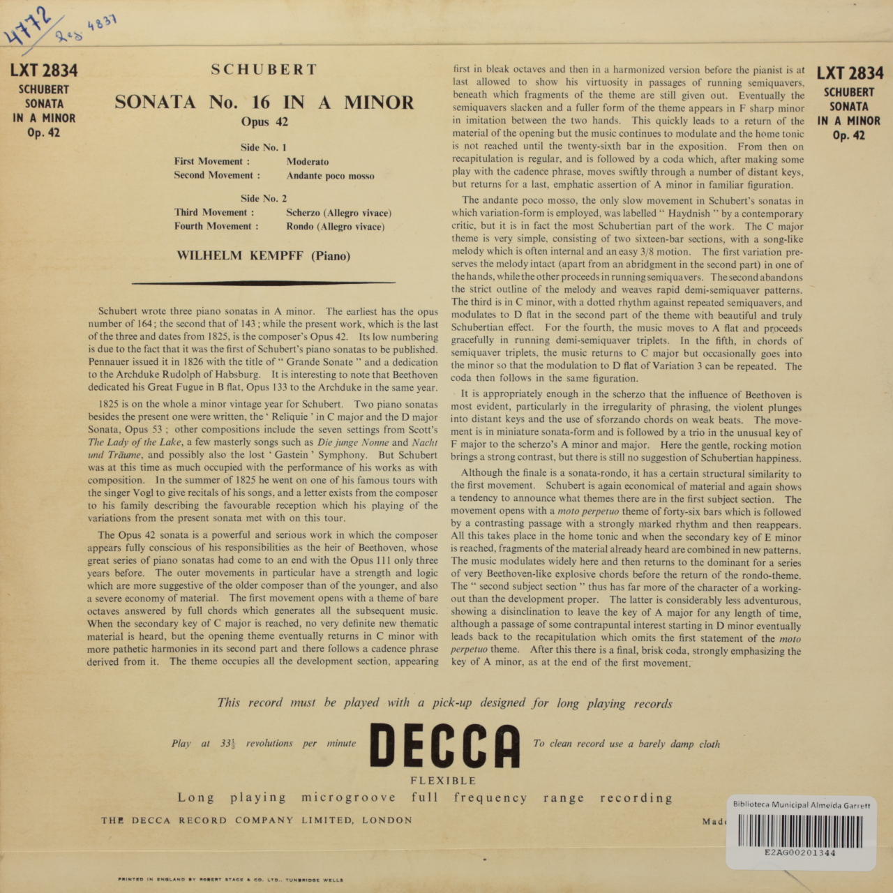Schubert: Sonata No. 16 in A minor, Op.42