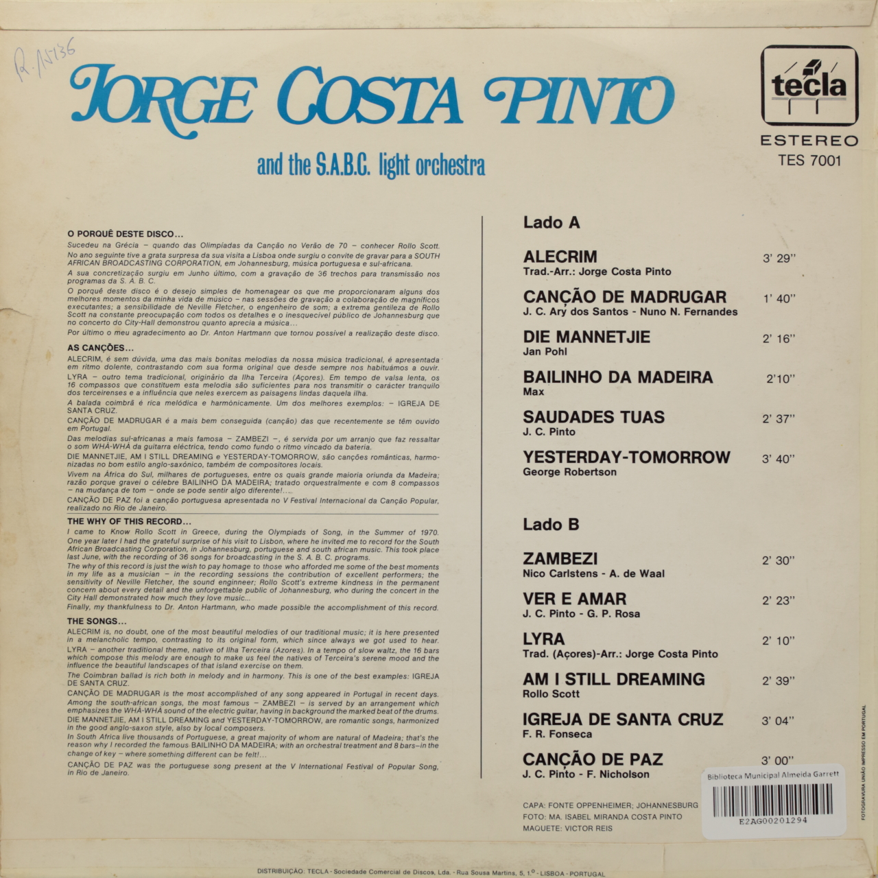 Jorge Costa Pinto and the S.A.B.C. Light Orchestra