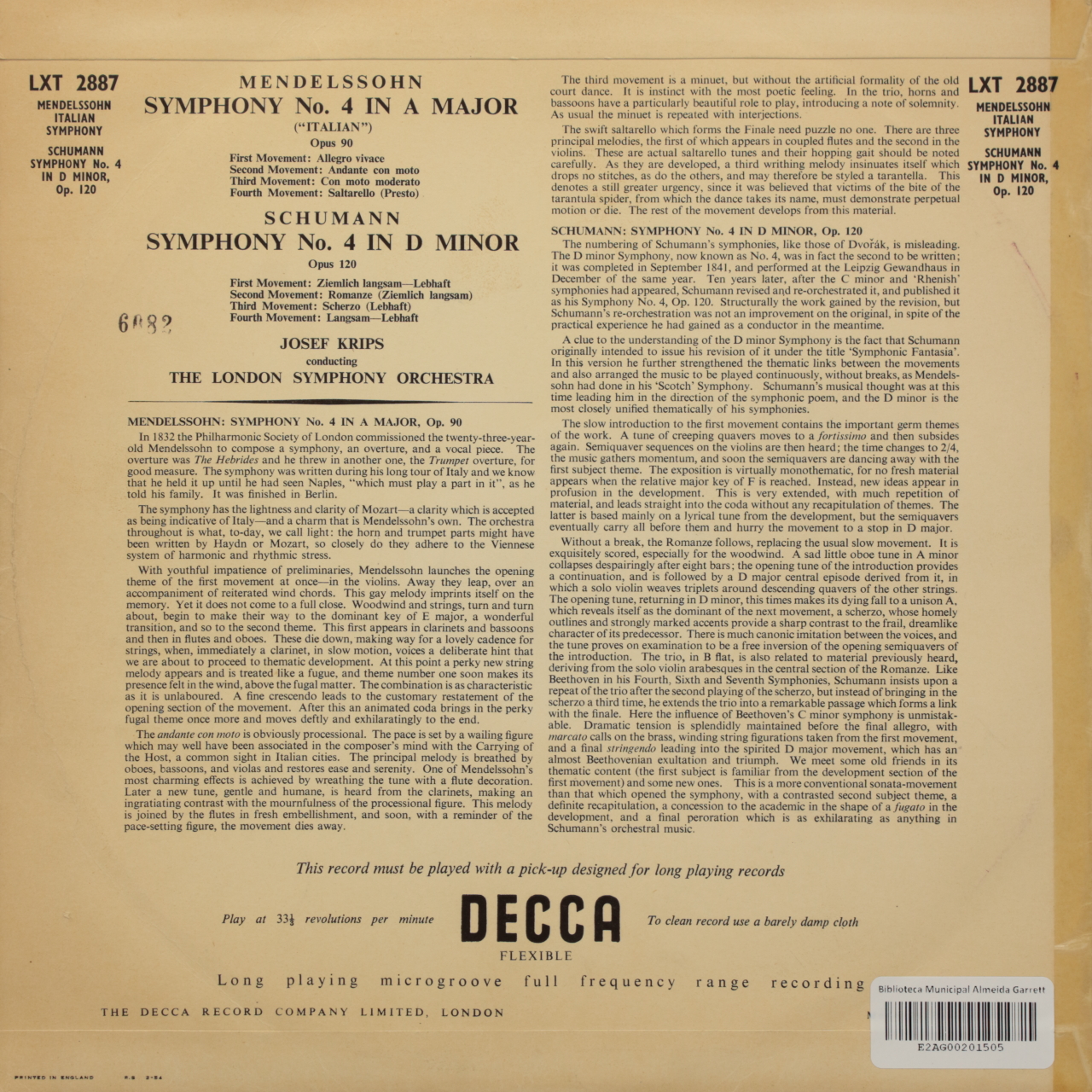 Mendelssohn: Symphony Nº 4 in A Major / Schumann: Symphony Nº 4 in D Minor