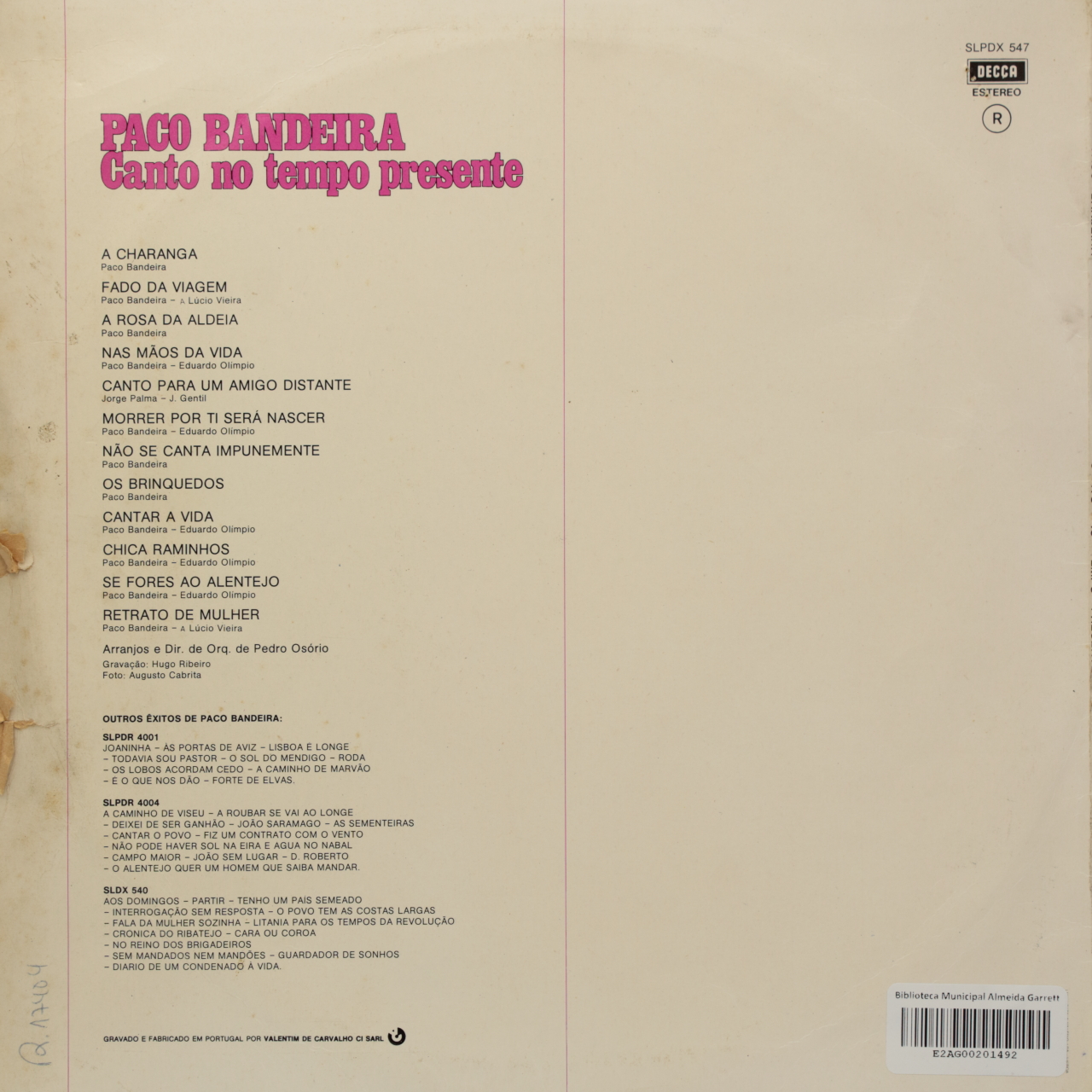 Canto no tempo presente