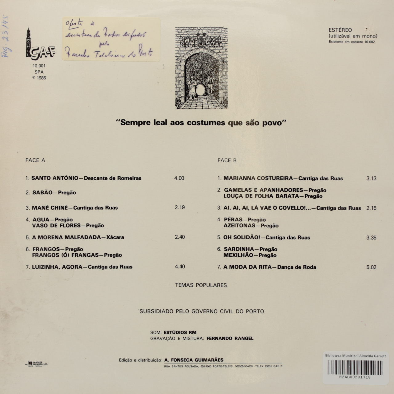 Cantigas e pregões do Porto - Vol. 1