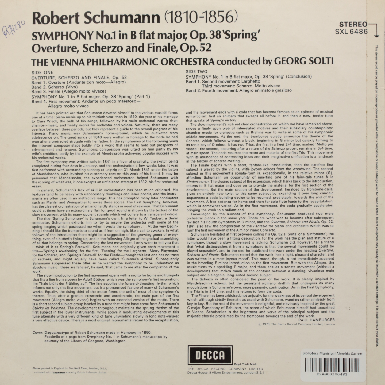 Schumann: Symphony Nº 1, Op. 38 Spring; Overture, Scherzo and Finale, Op. 52