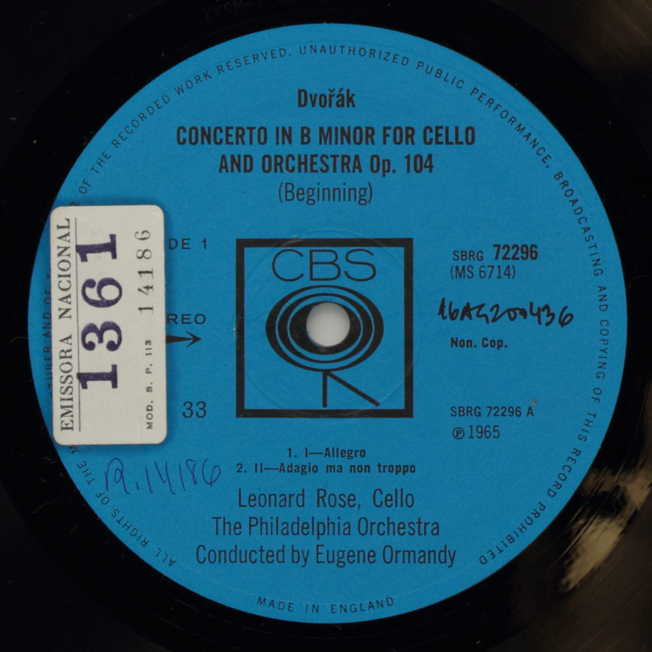 Dvorak: Cello Concerto / Tchaikovsky: Variations on a Rococo Theme