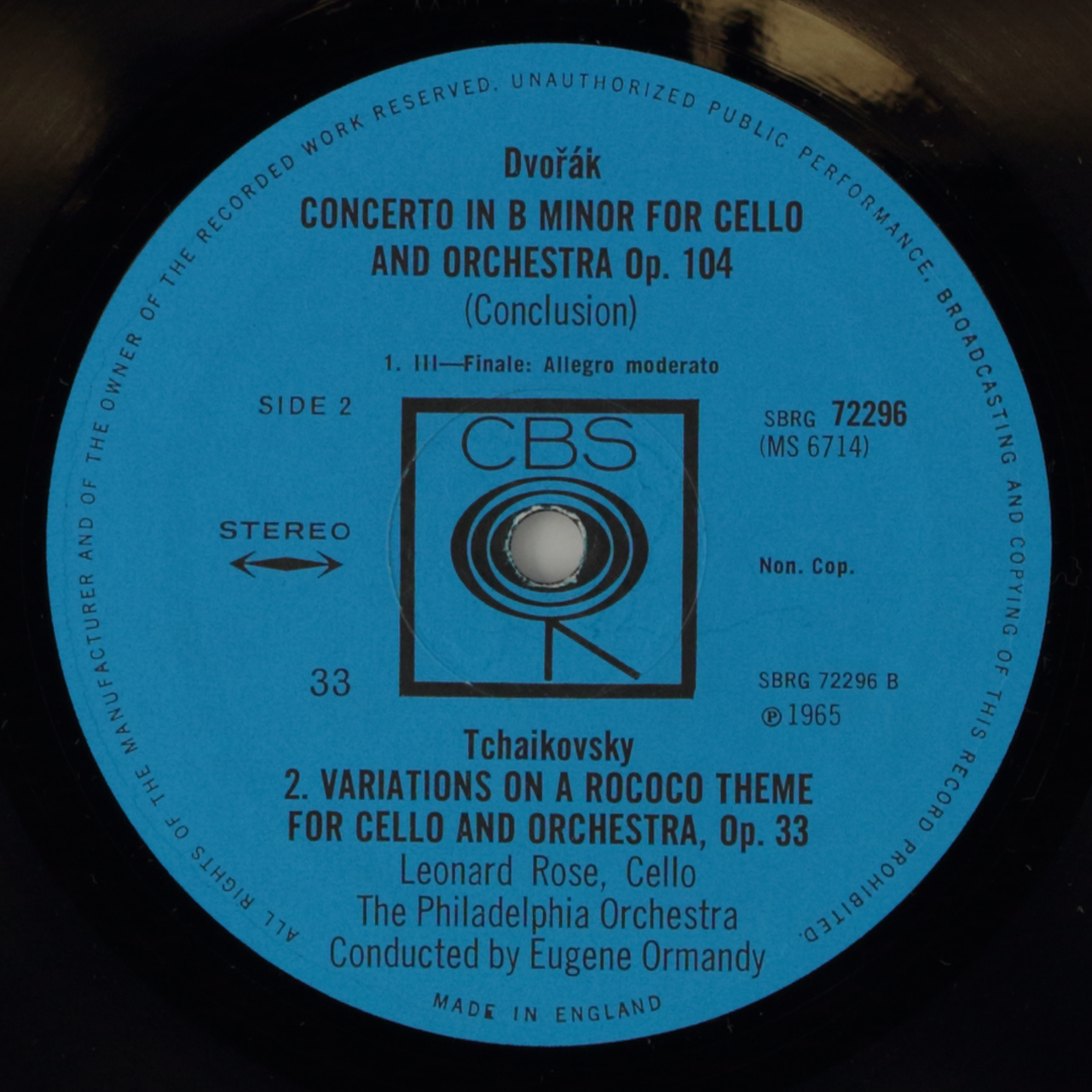 Dvorak: Cello Concerto / Tchaikovsky: Variations on a Rococo Theme
