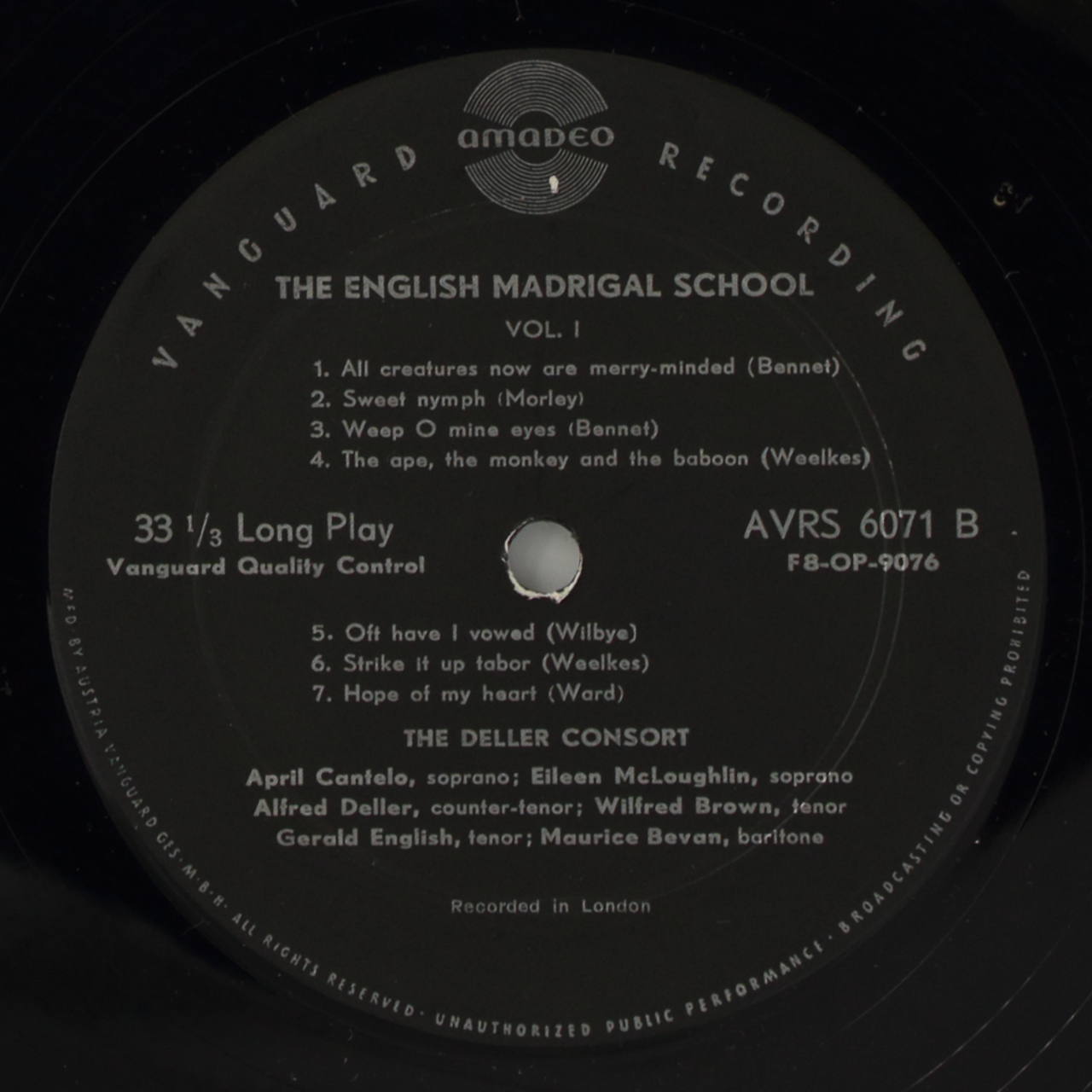 The English Madrigal School Vol. I