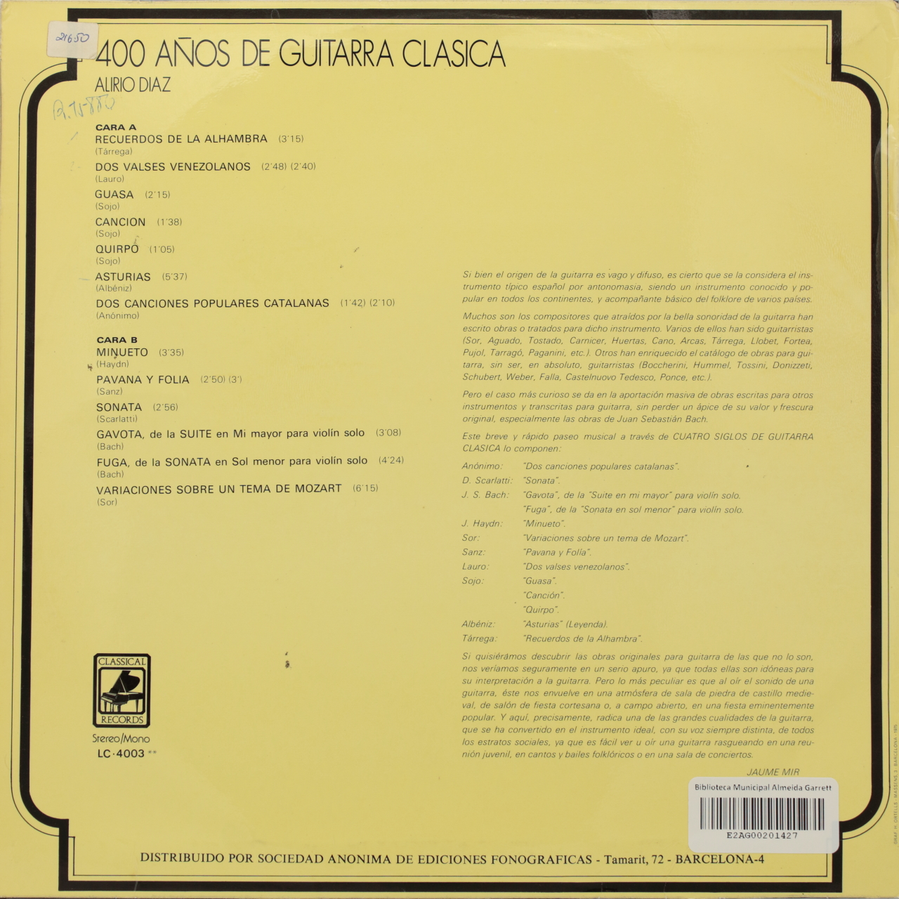 400 años de guitarra clasica