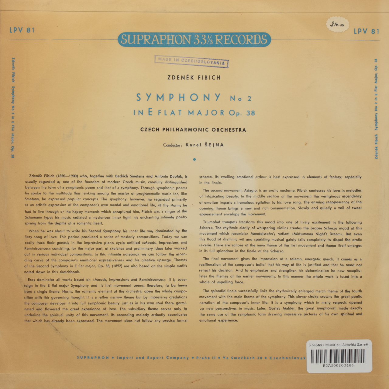 Fibich: Symphony Nº 2 in E flat major Op. 38