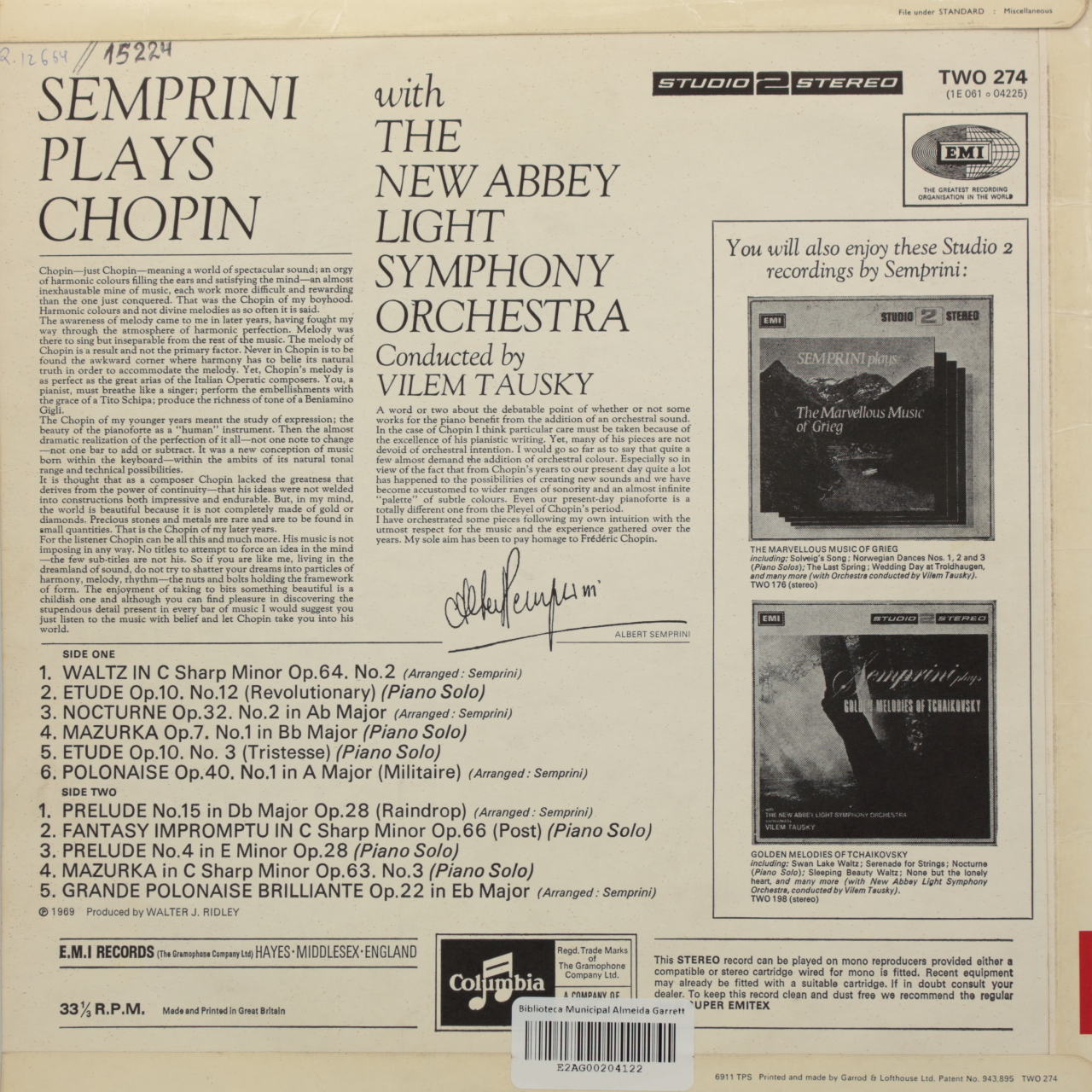 Chopin: Semprini Plays Chopin