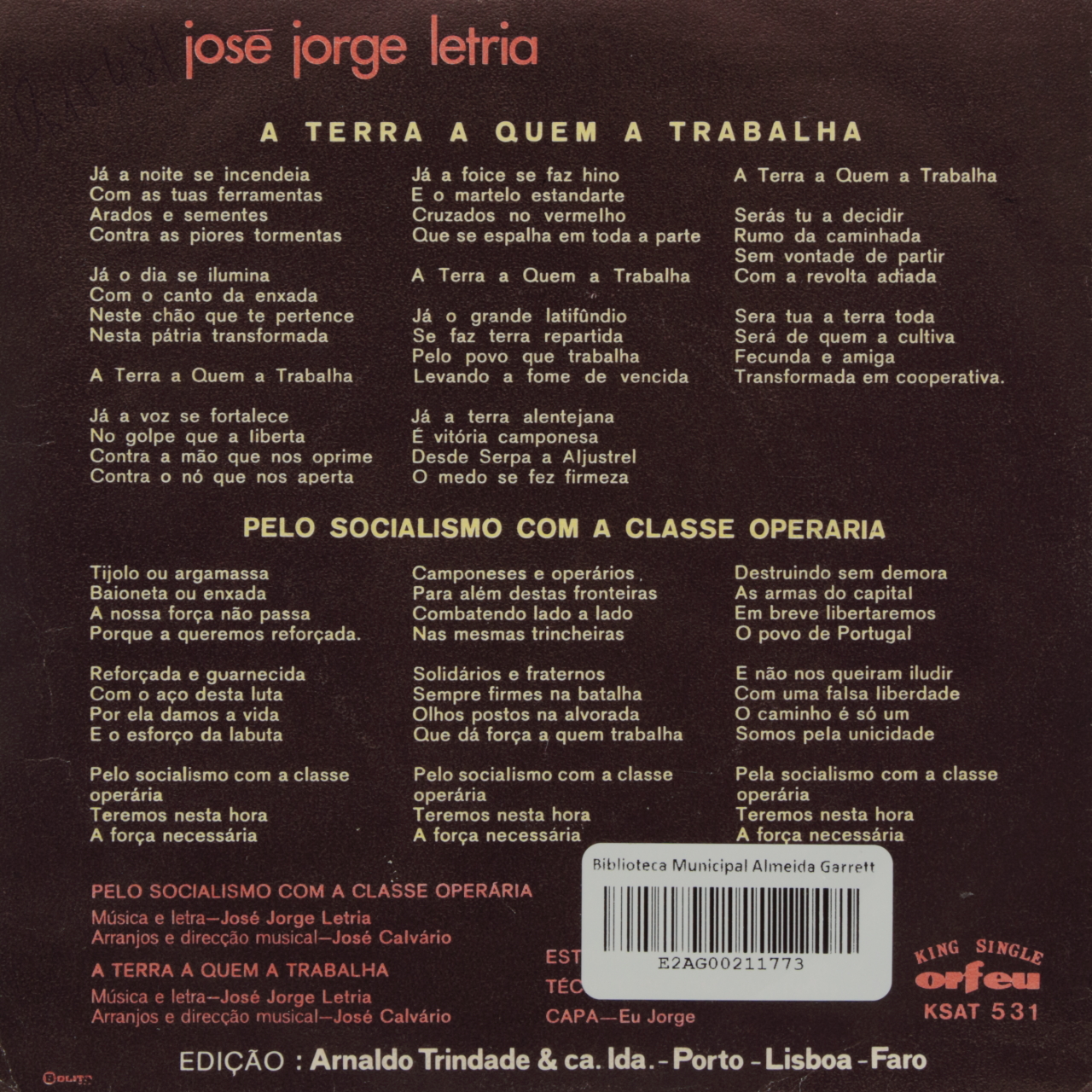 Pelo socialismo com a classe operária