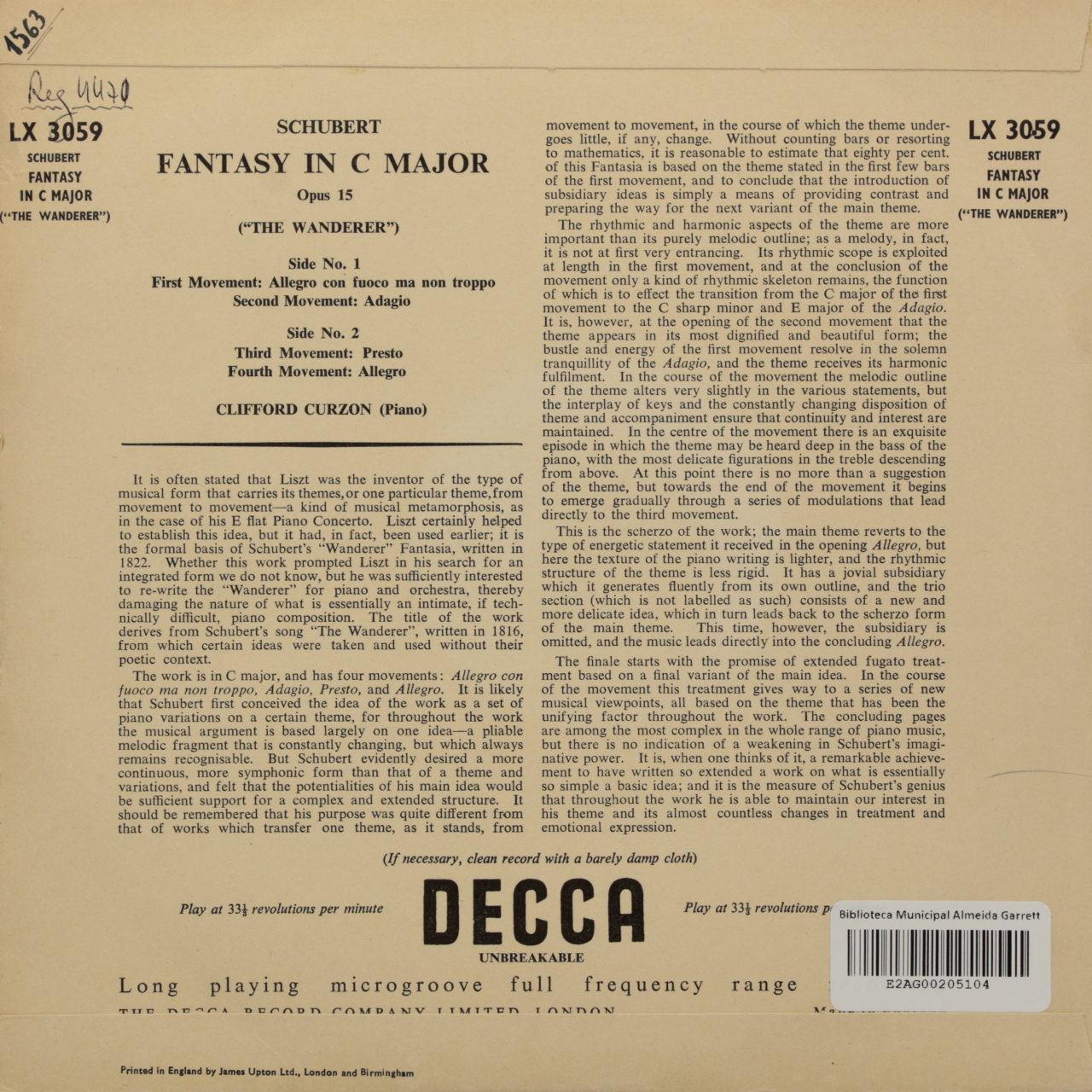 Schubert: Fantasy in C Major Opus 15 - The Wanderer