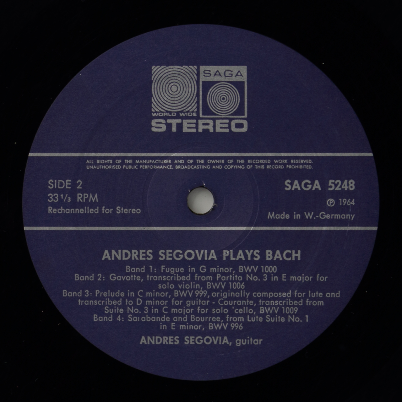 Bach: Andrés Segovia Plays Bach
