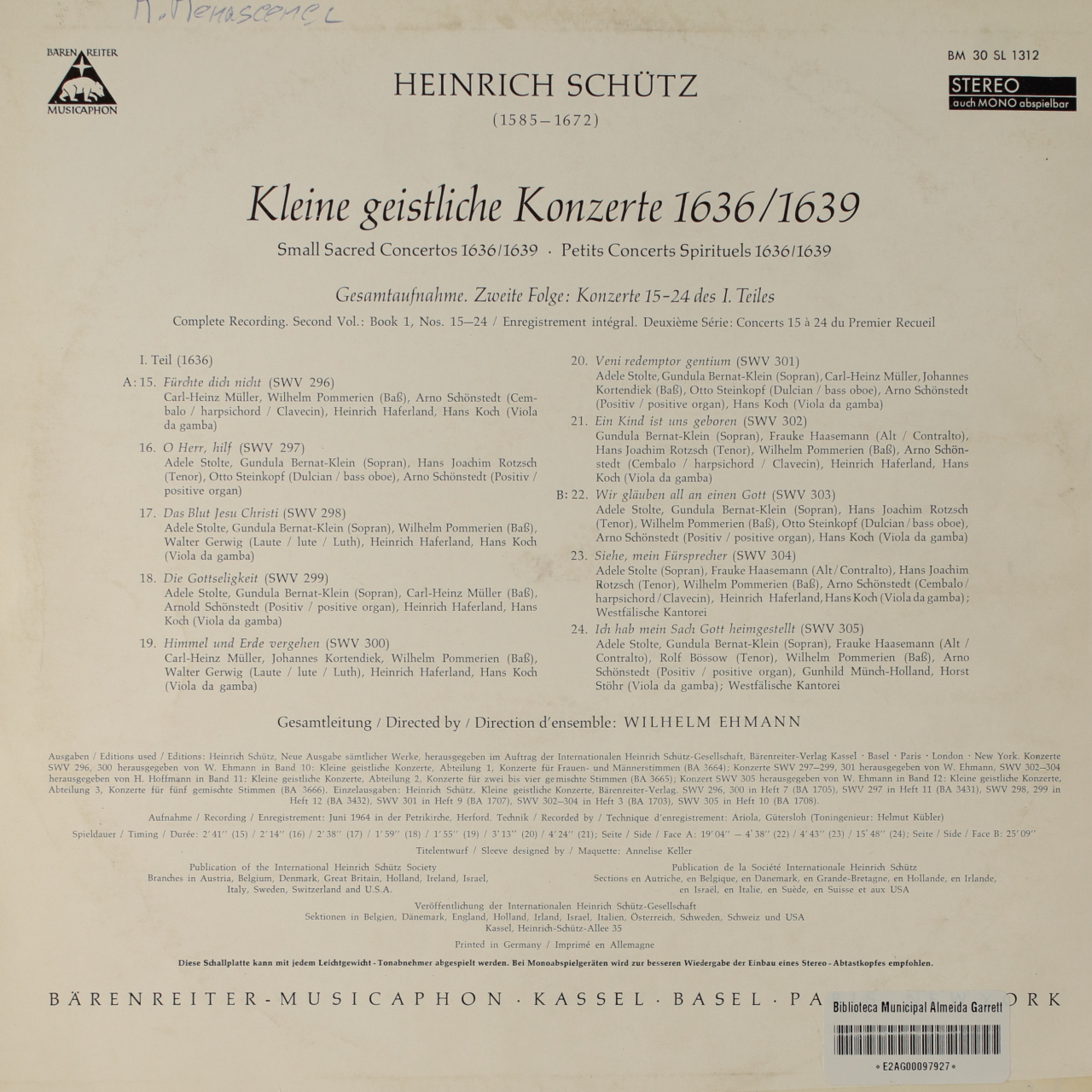 Schütz: Kleine geistliche Konzerte (2. Folge)