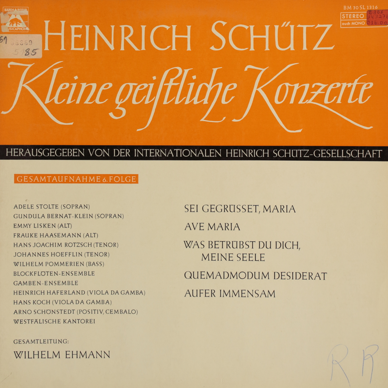 Schütz: Kleine geistliche Konzerte (6. Folge)