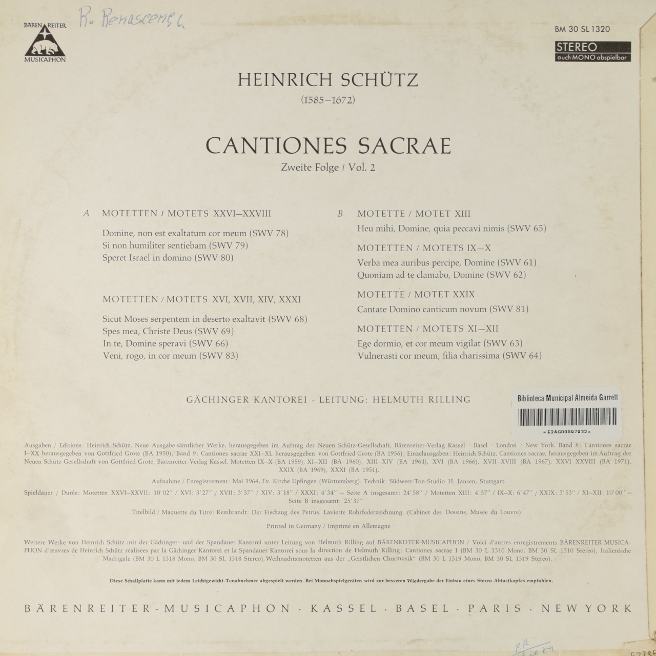 Schütz: Cantiones Sacrae (2. Folge)