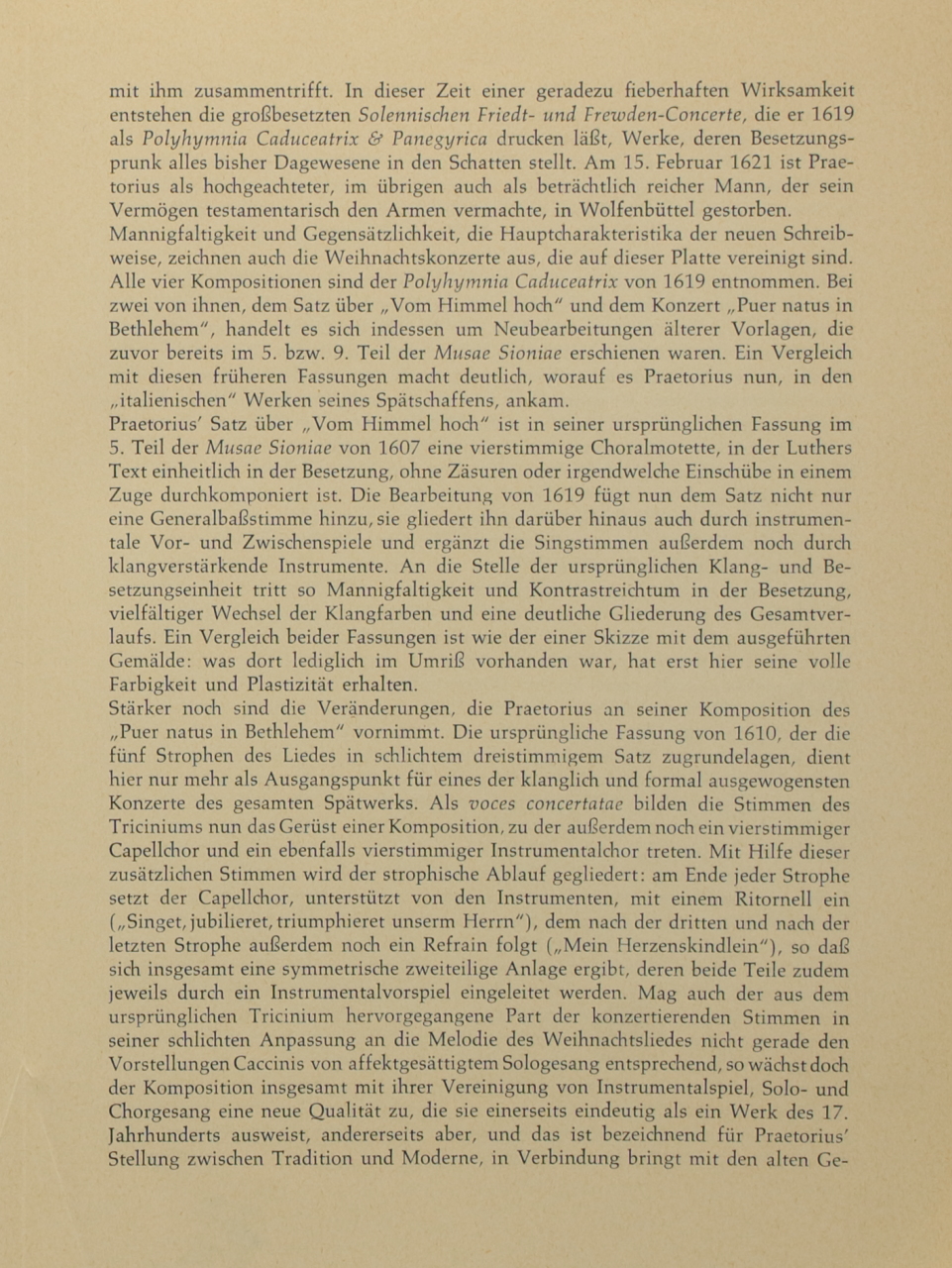 Praetorius: Weihnachtskonzerte