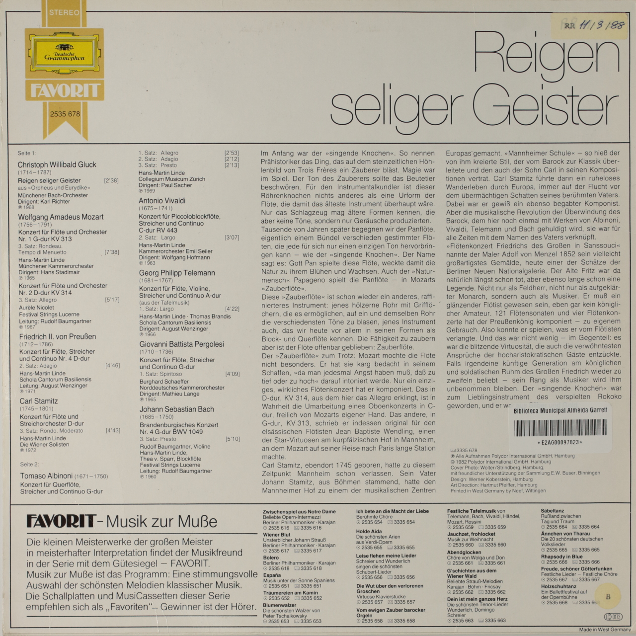 Reigen seliger Geister - Festliche Flötenmusik von Gluck, Albinoni, Mozart, Vivaldi u.a.