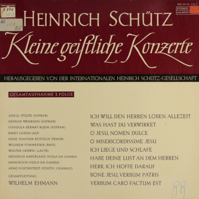 Schütz: Kleine geistliche Konzerte (3. Folge)
