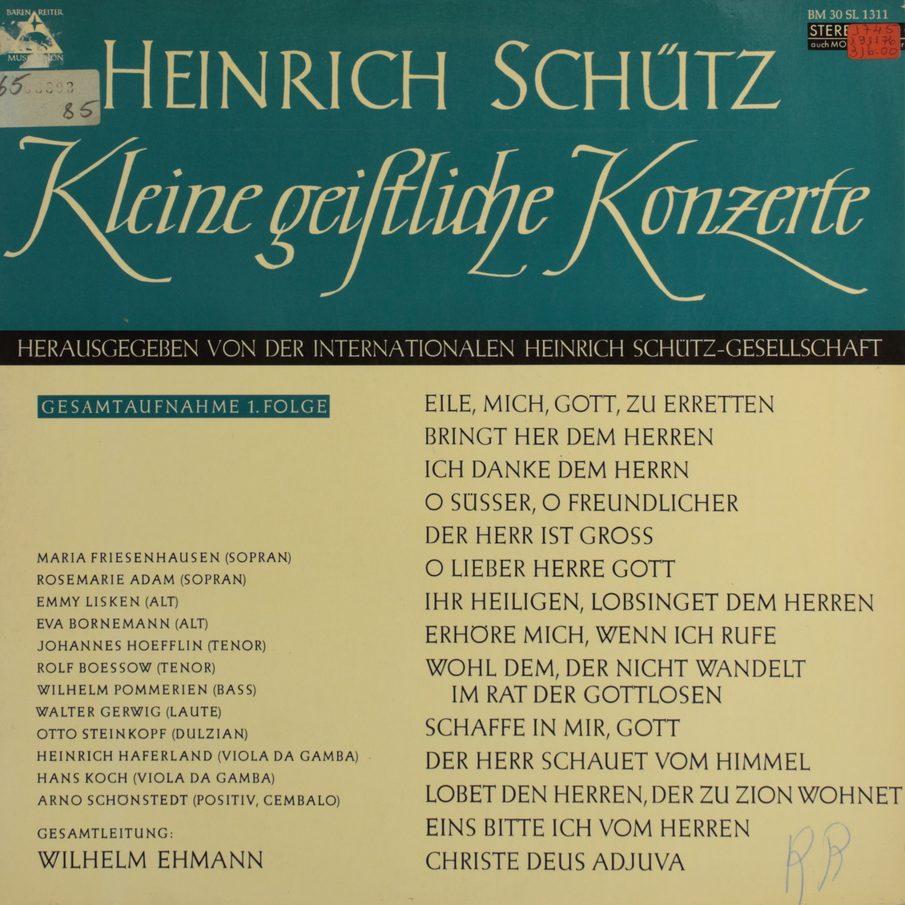 Schütz: Kleine geistliche Konzerte (1. Folge)