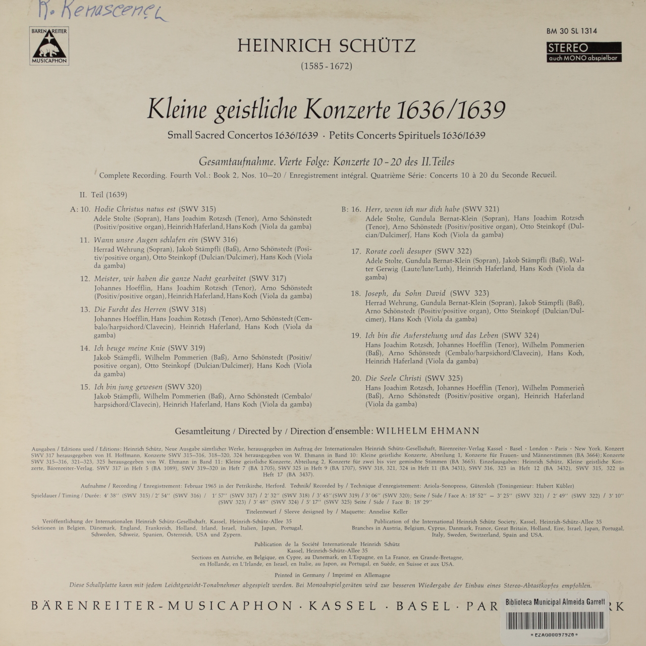Schütz: Kleine geistliche Konzerte (4. Folge)
