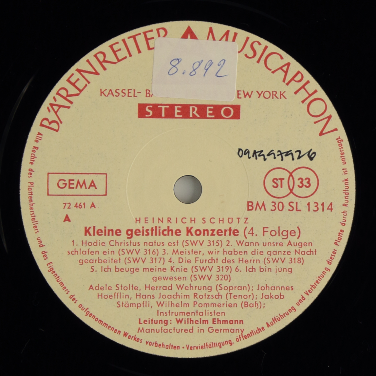 Schütz: Kleine geistliche Konzerte (4. Folge)