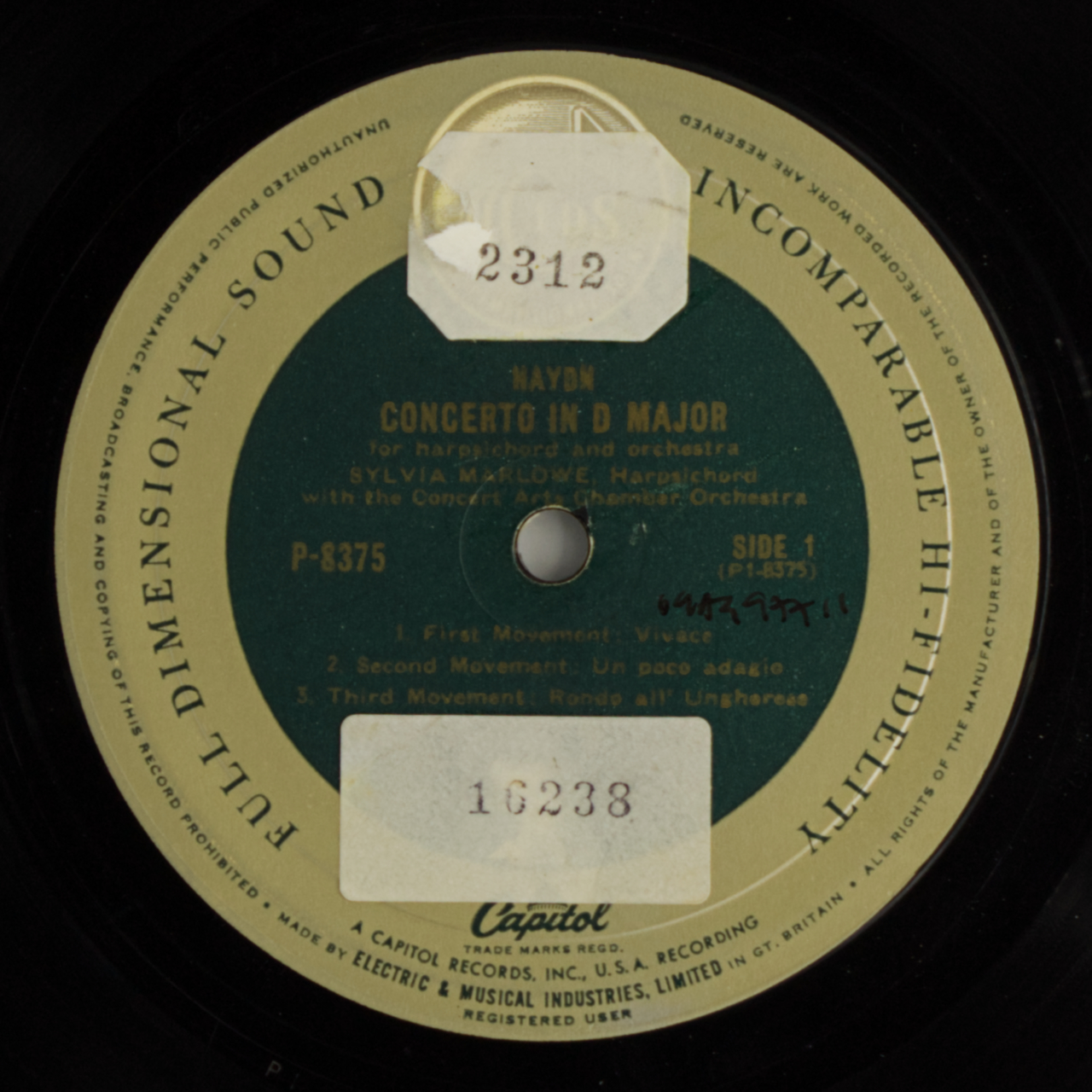 Haydn: Concerto in D Major for Harpsichord and Orchestra; Bach: Concerto in D Minor for Harsichord a