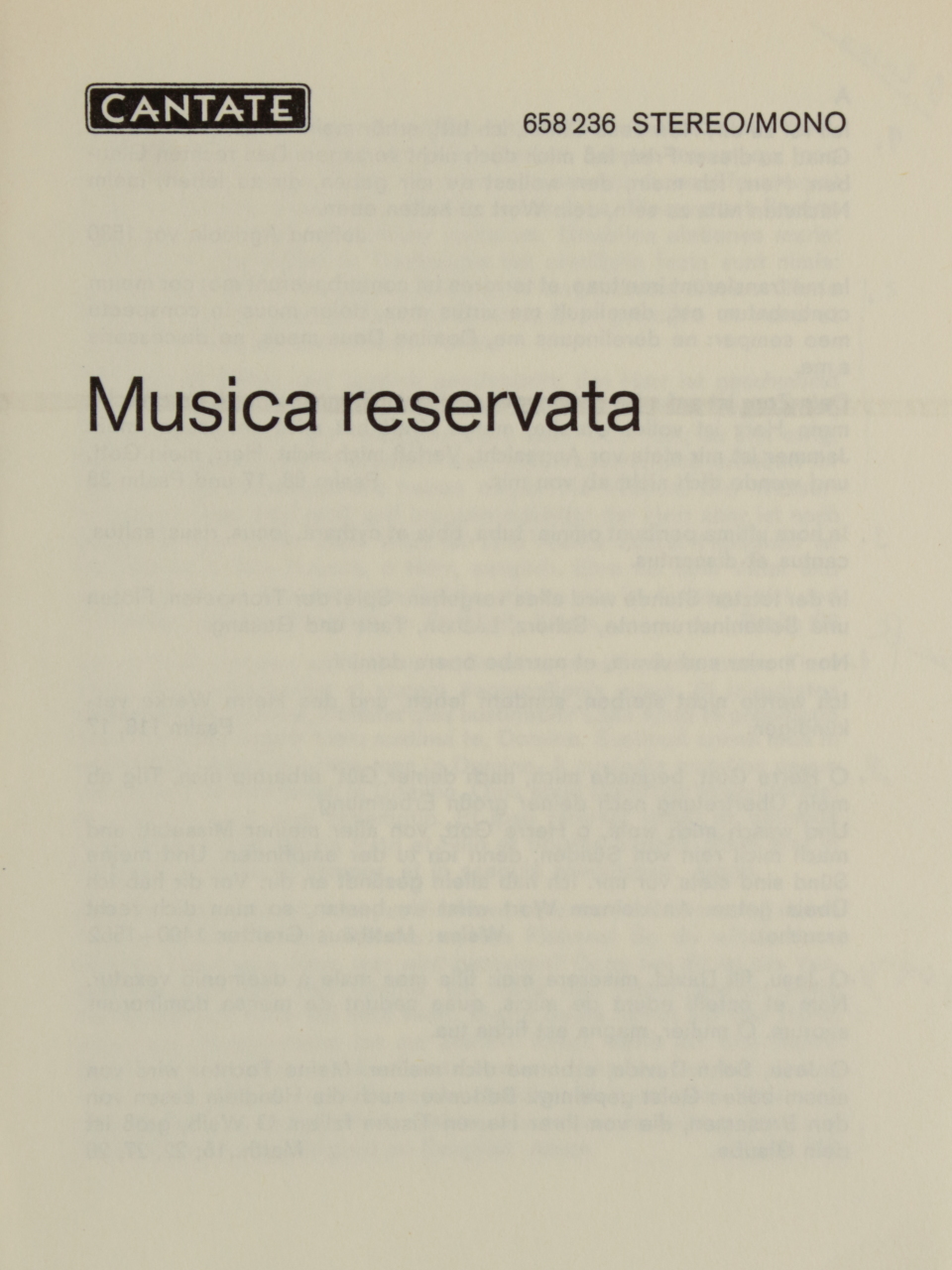 Musica Reservata - Motetten von Orlando di Lasso, Ludwig Sefl, Josquin Desprez