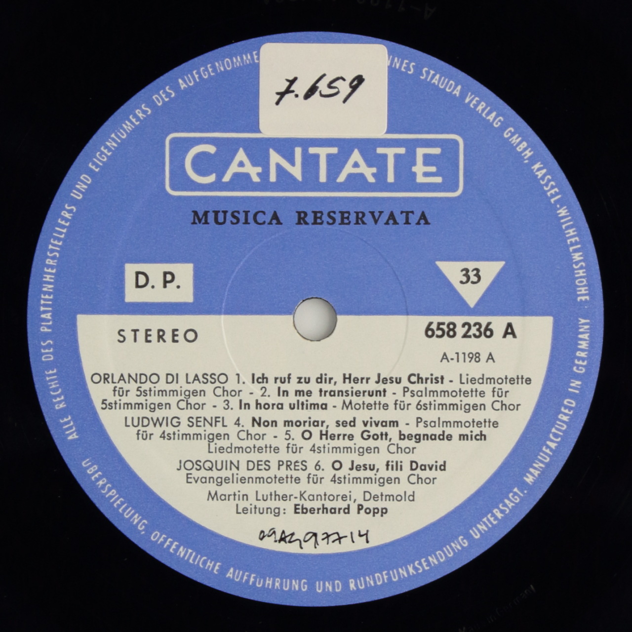 Musica Reservata - Motetten von Orlando di Lasso, Ludwig Sefl, Josquin Desprez
