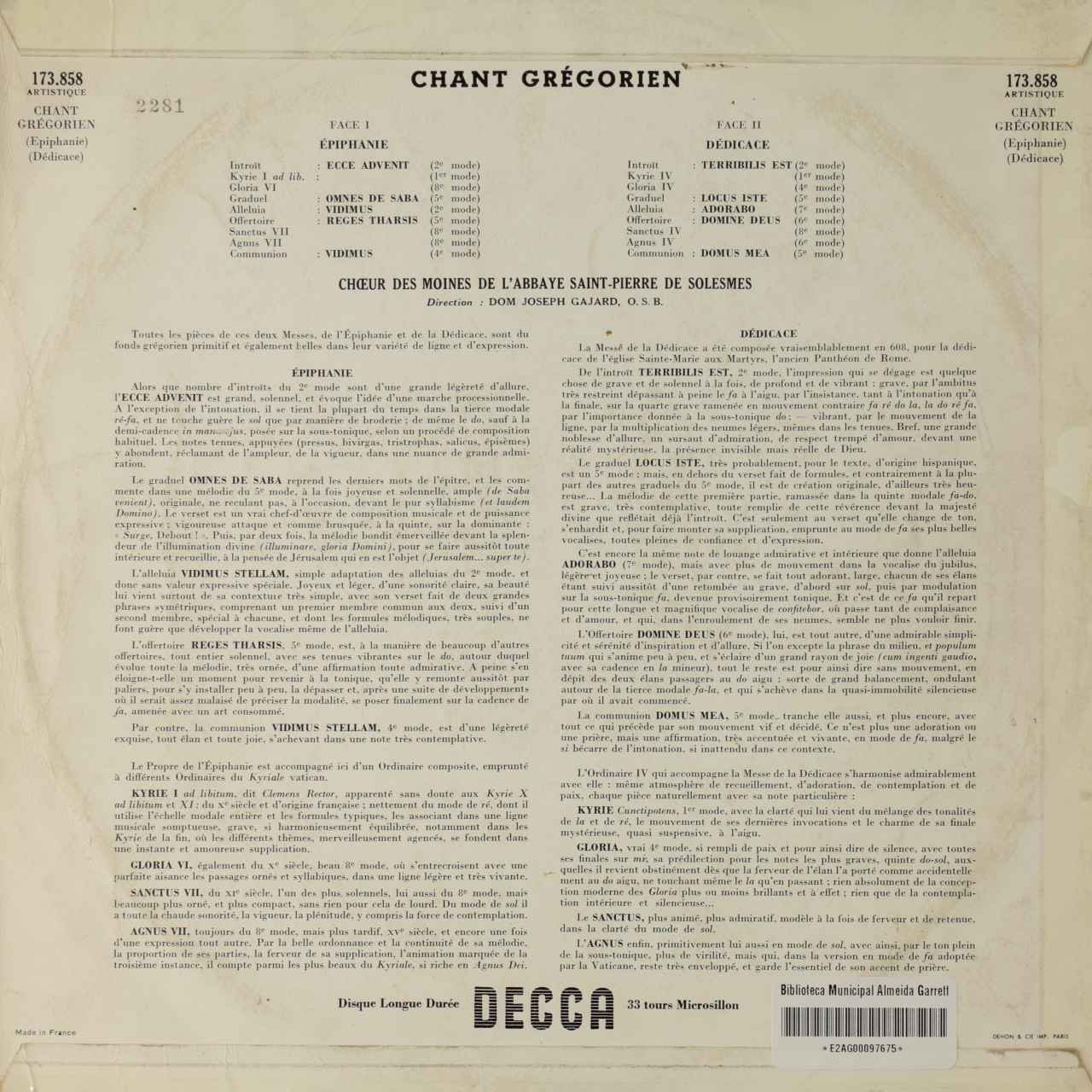 Chant grégorien - Épiphanie; Dédicace