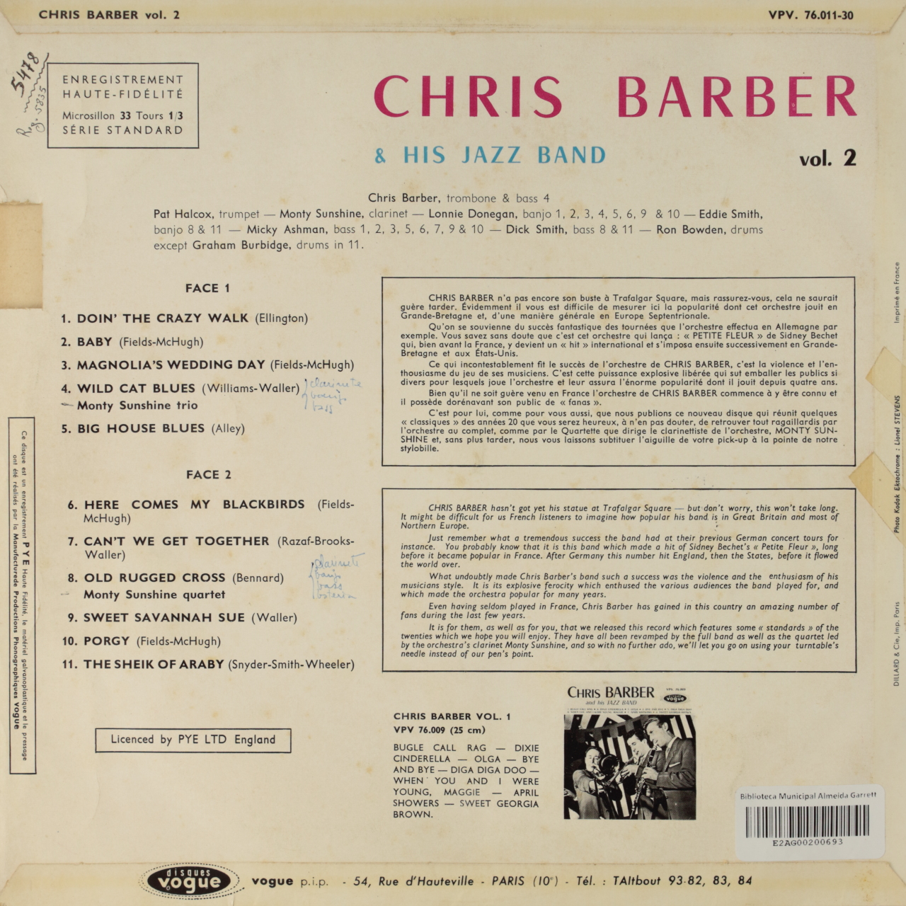Chris Barber and His Jazz Band Vol. 2