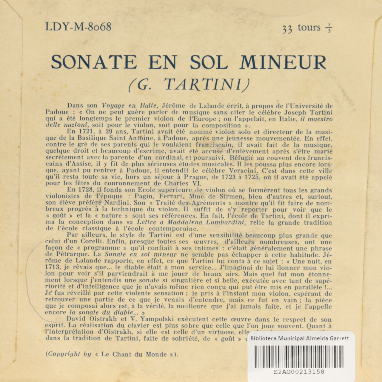 Tartini: Sonate du diable