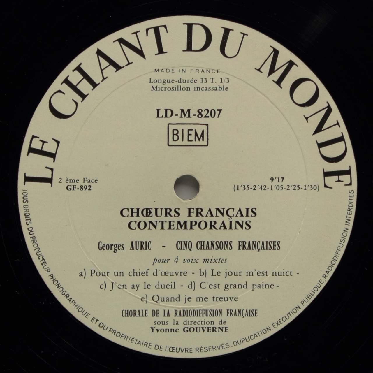 Milhaud / Caplet / Auric: Choeurs français contemporains