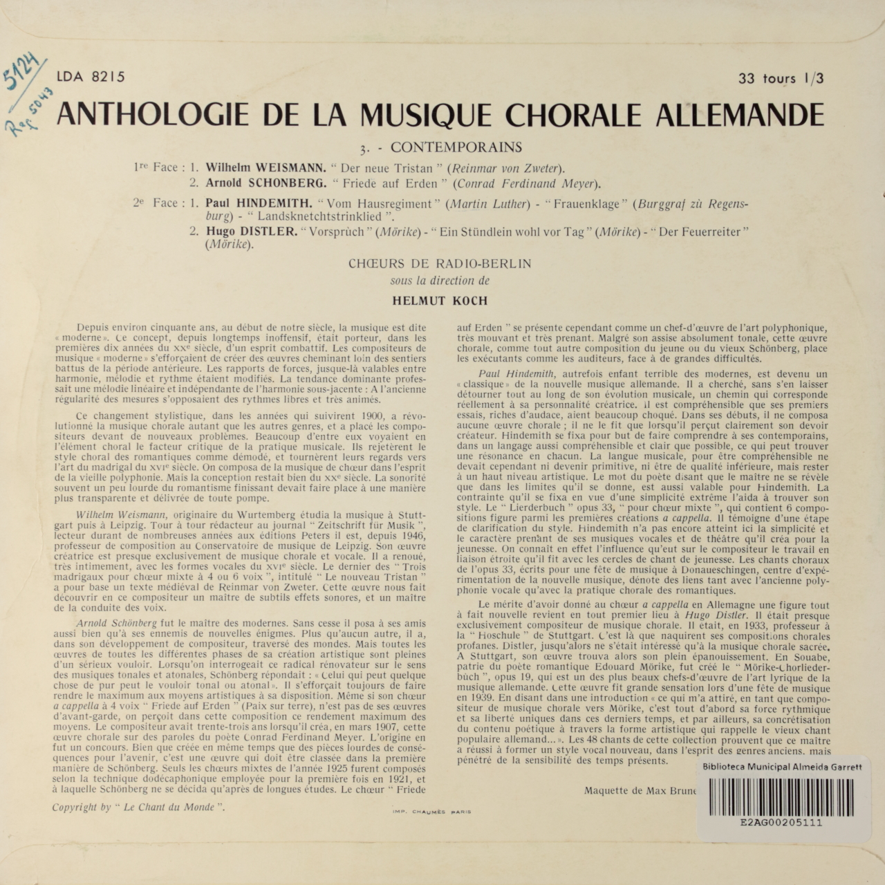 Anthologie de la musique chorale allemande - Contemporaines
