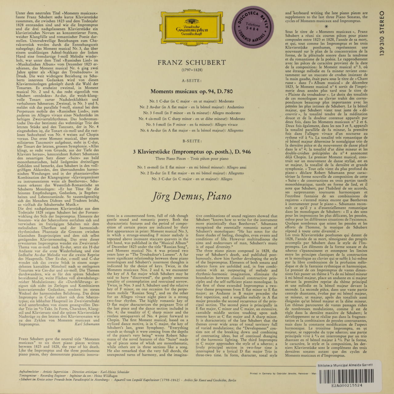 Schubert: Moments musicaux op. 94; 3 Klavierstücke