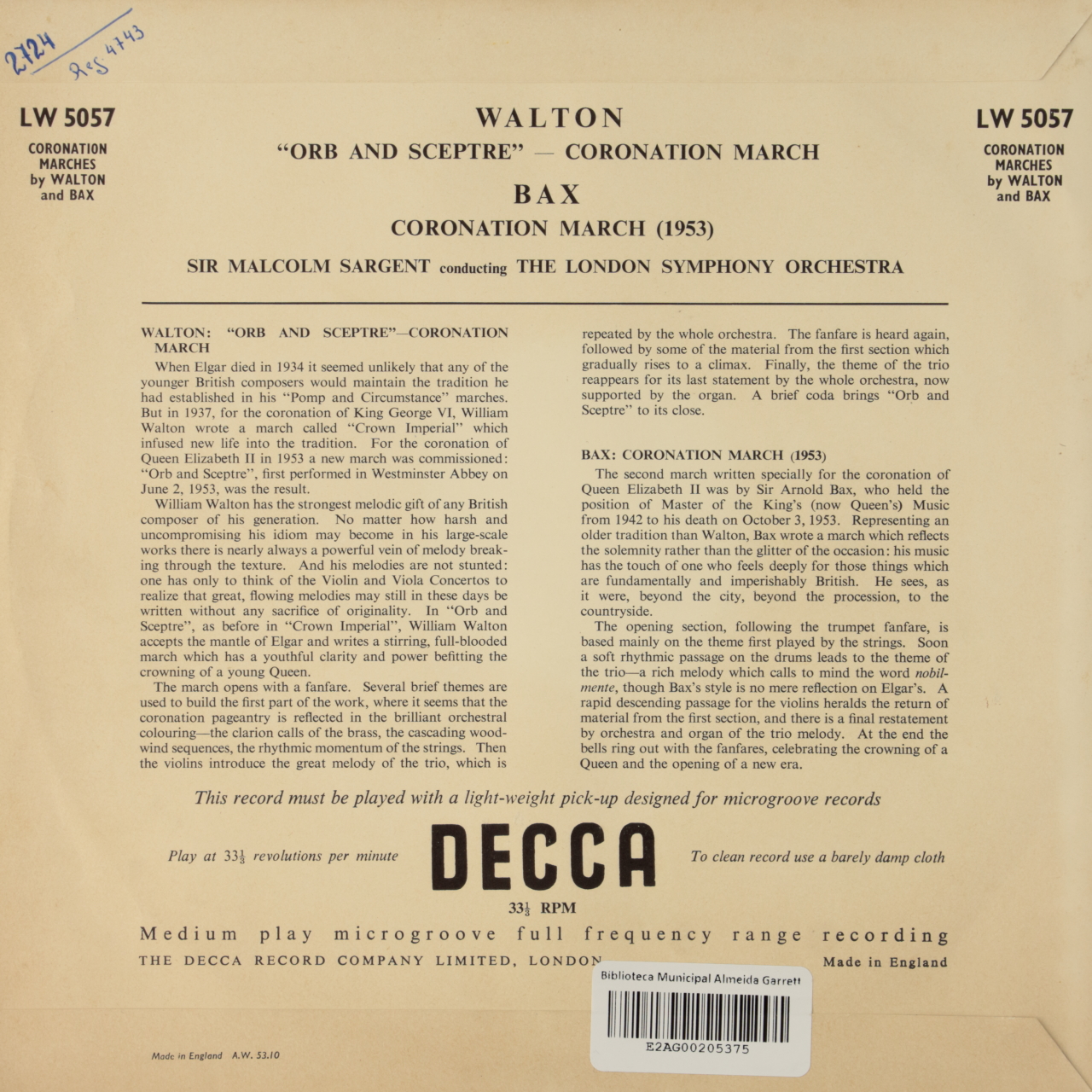 Walton: Orb and Sceptre Coronation March / Bax: Coronation March