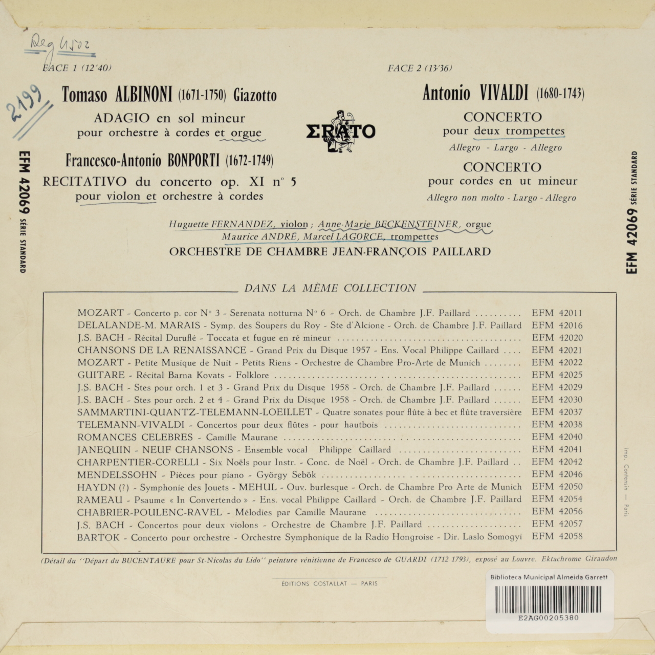 Albinoni: Adagio / Vivaldi: Concertos / Bonporti: Recitativo