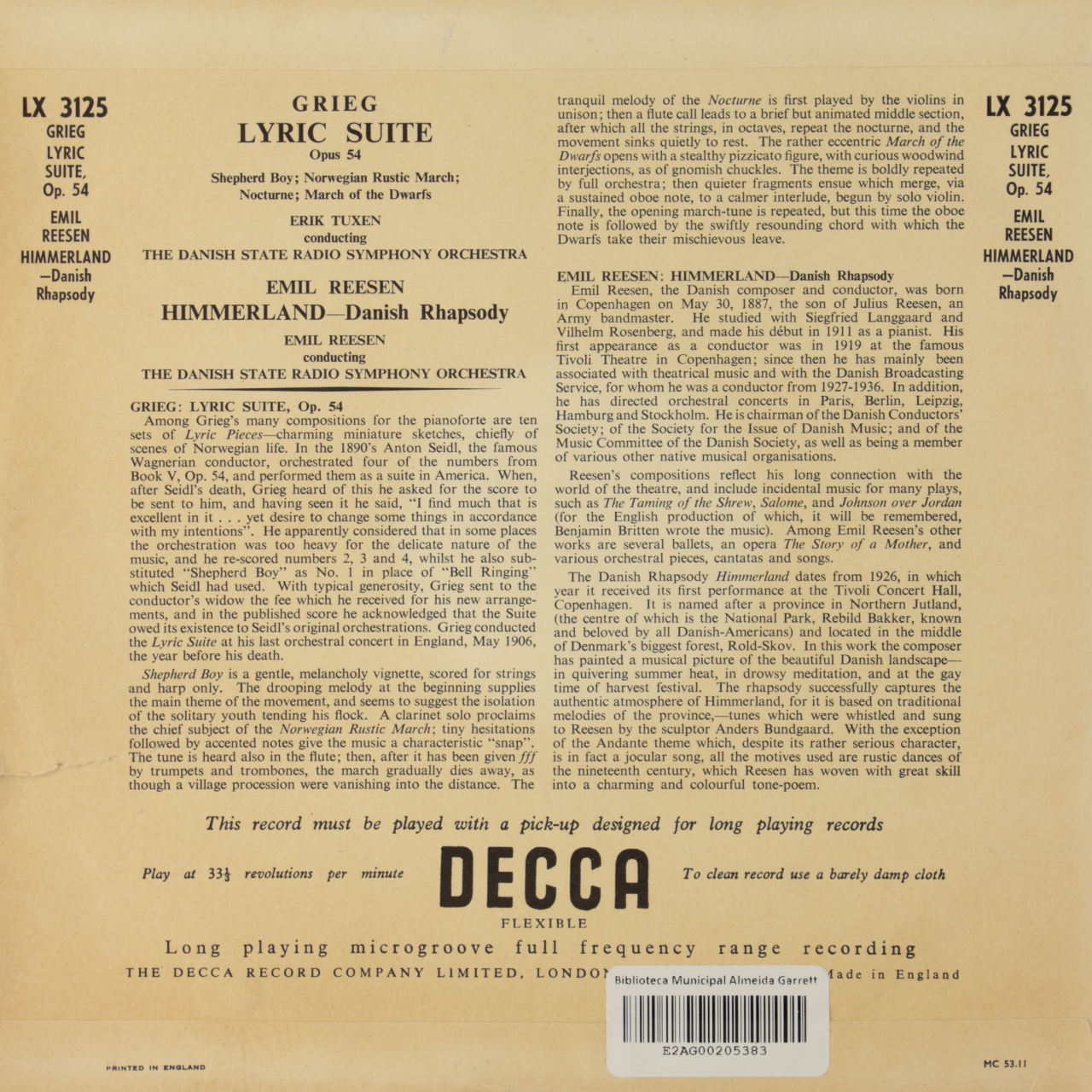 Grieg: Lyric Suite Opus 54 / Reesen: Himmerland