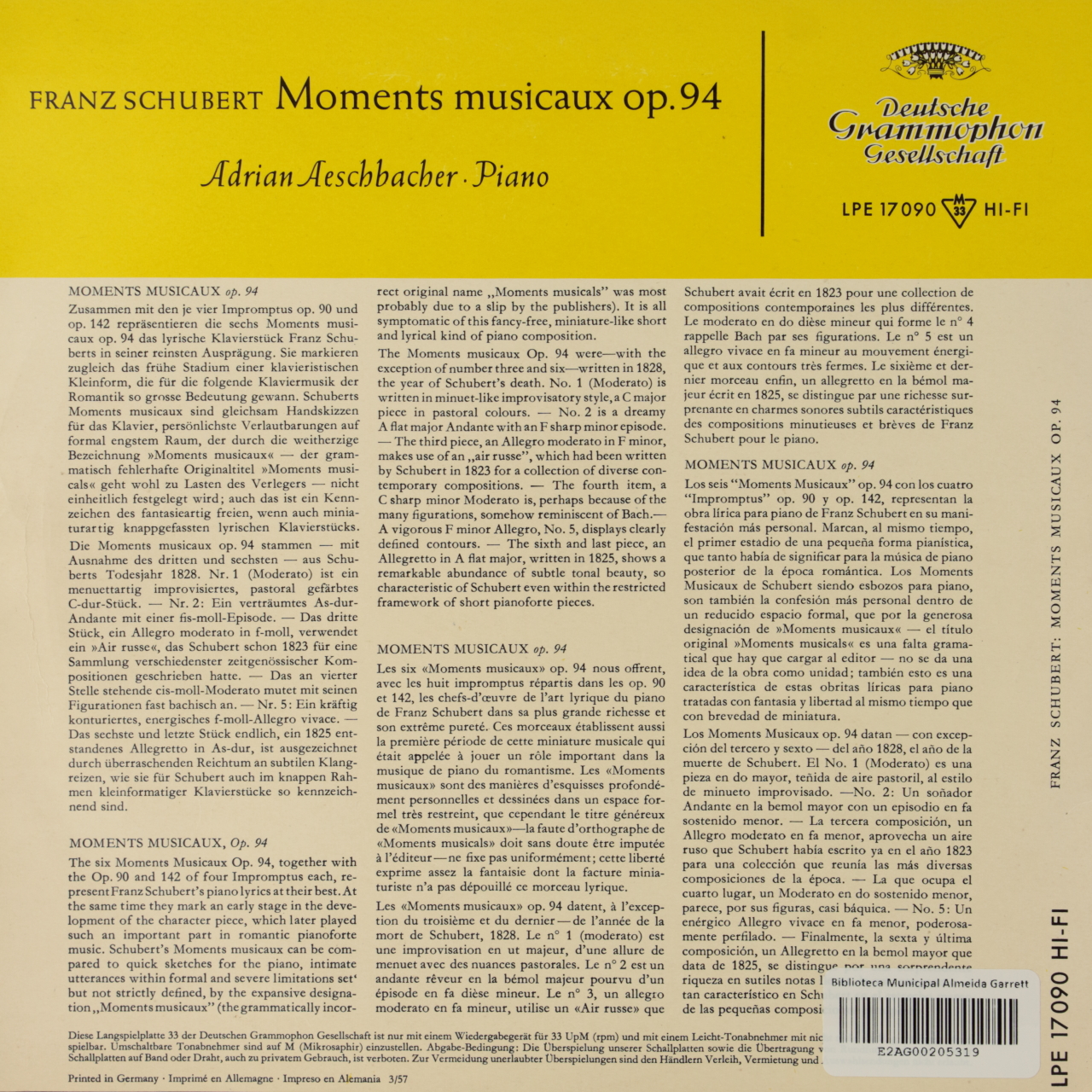 Schubert: Moments musicaux Op. 94