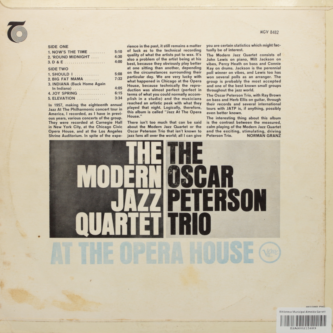 The Modern Jazz Quartet and The Oscar Peterson Trio at the Opera House