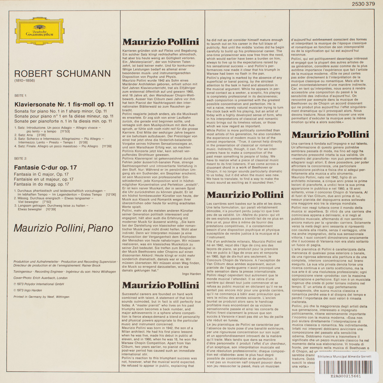 Schumann: Fantasie C-Dur Op. 17 / Sonate Fis-Moll Op. 11
