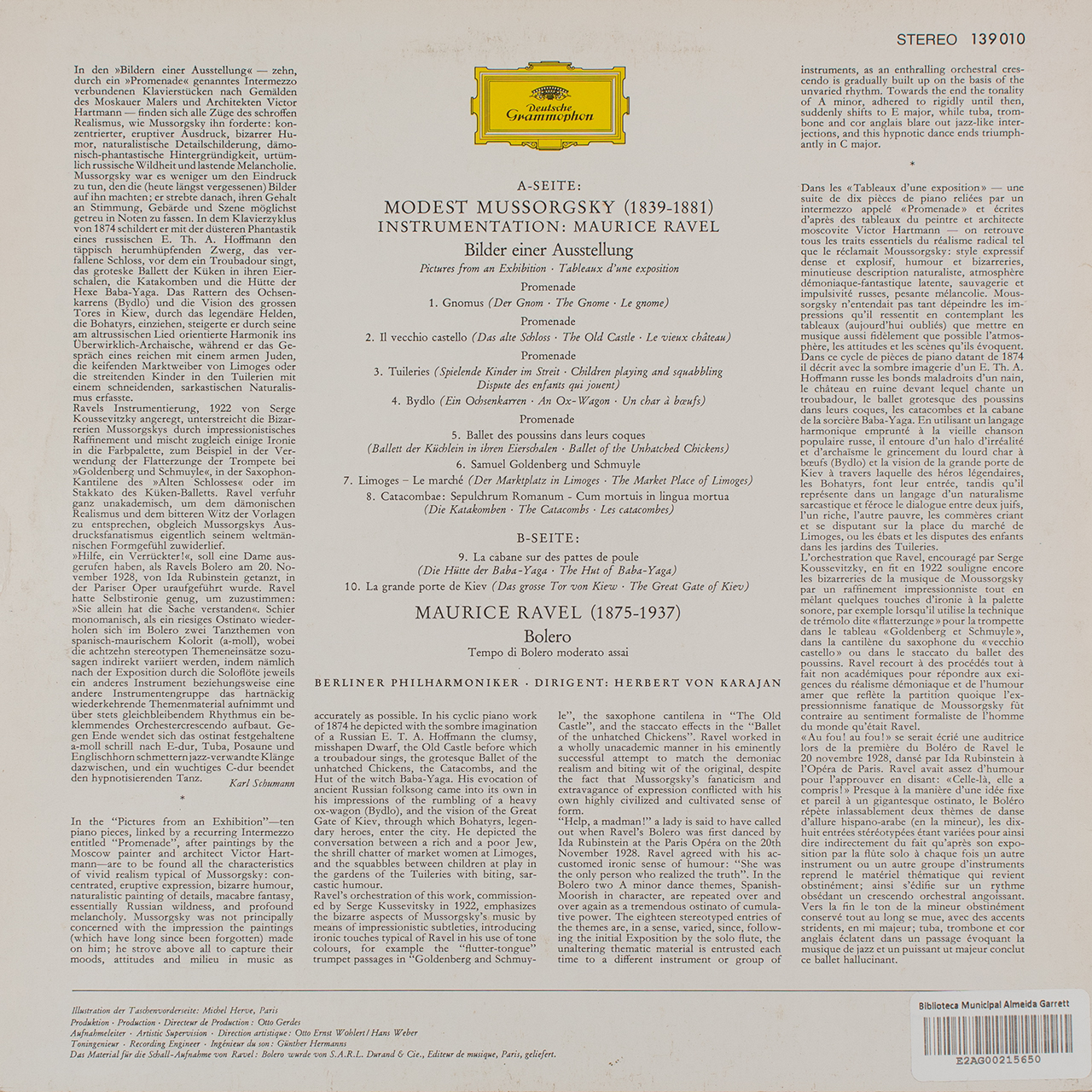 Ravel: Bolero / Mussorgsky: Tableaux dune exposition