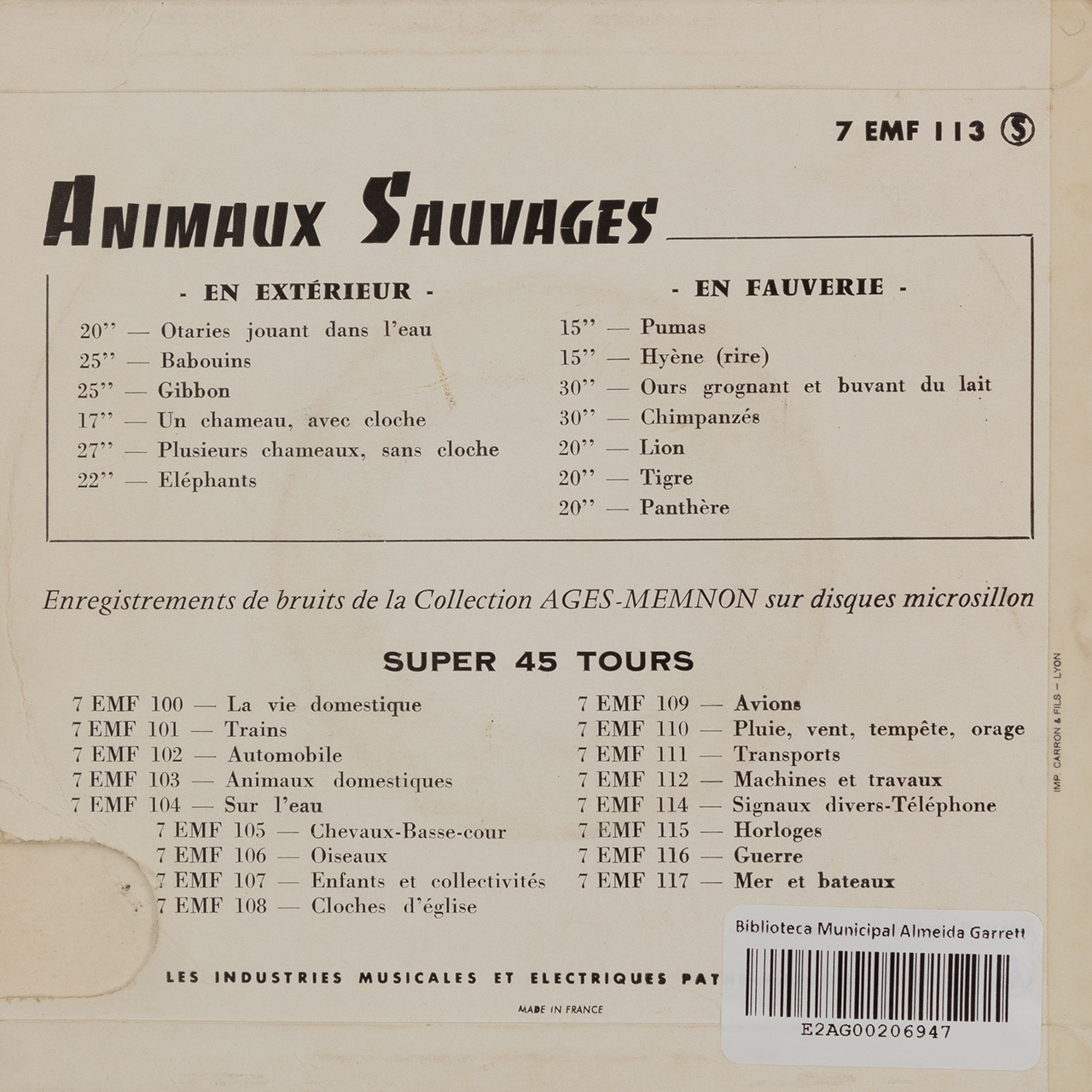 Animaux sauvages