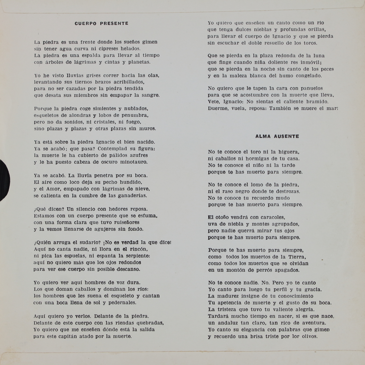 García Lorca: Lamento per la morte de Ignacio
