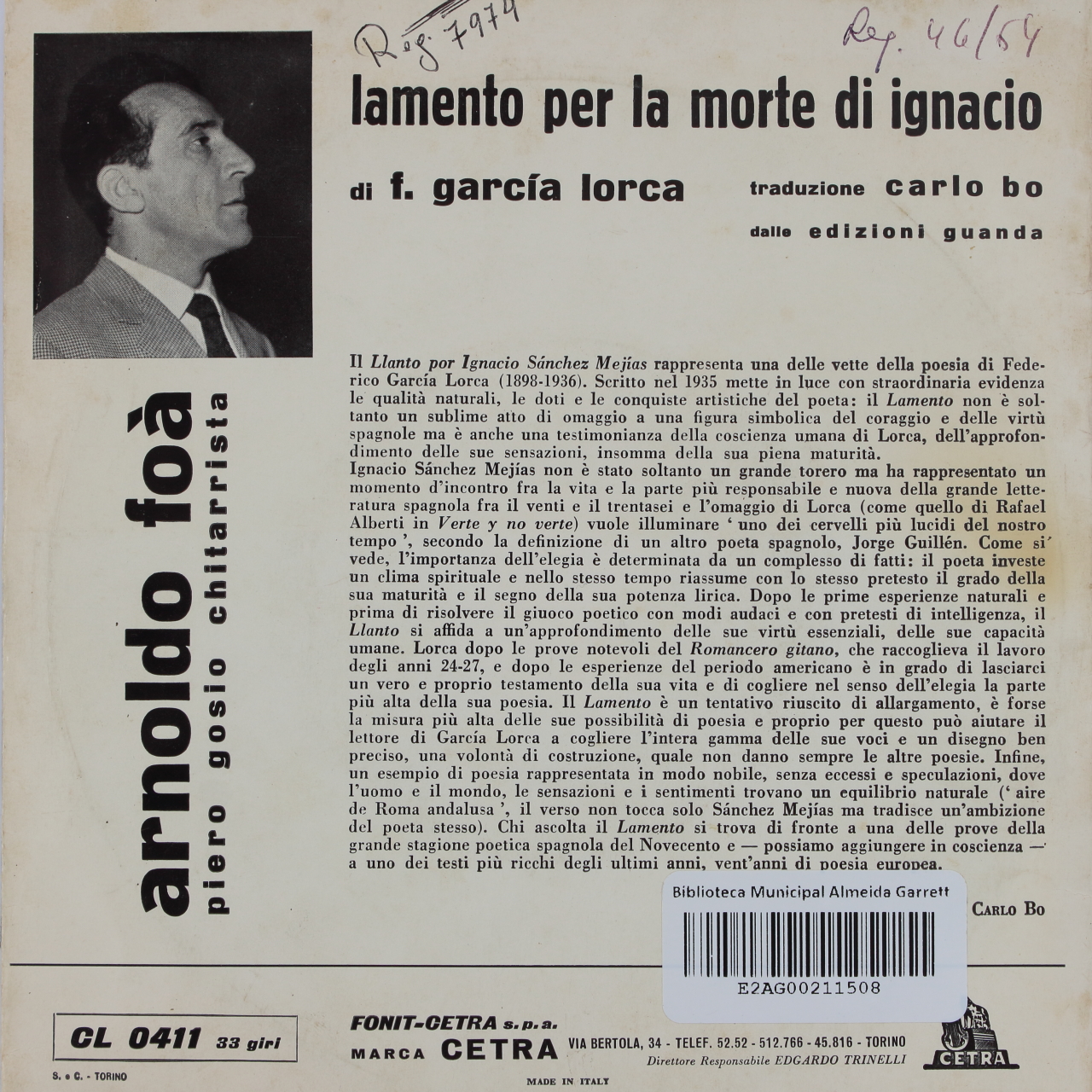 García Lorca: Lamento per la morte de Ignacio